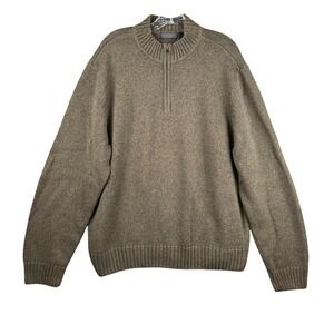 Saddlebred Mens Large Olive Green 1/4 Quarter Zip Pullover Knit Sweater